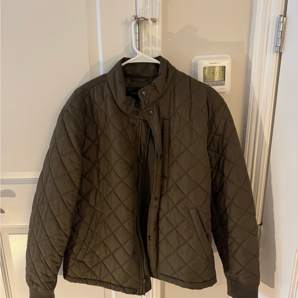Men's Quilted Bomber Olive Green